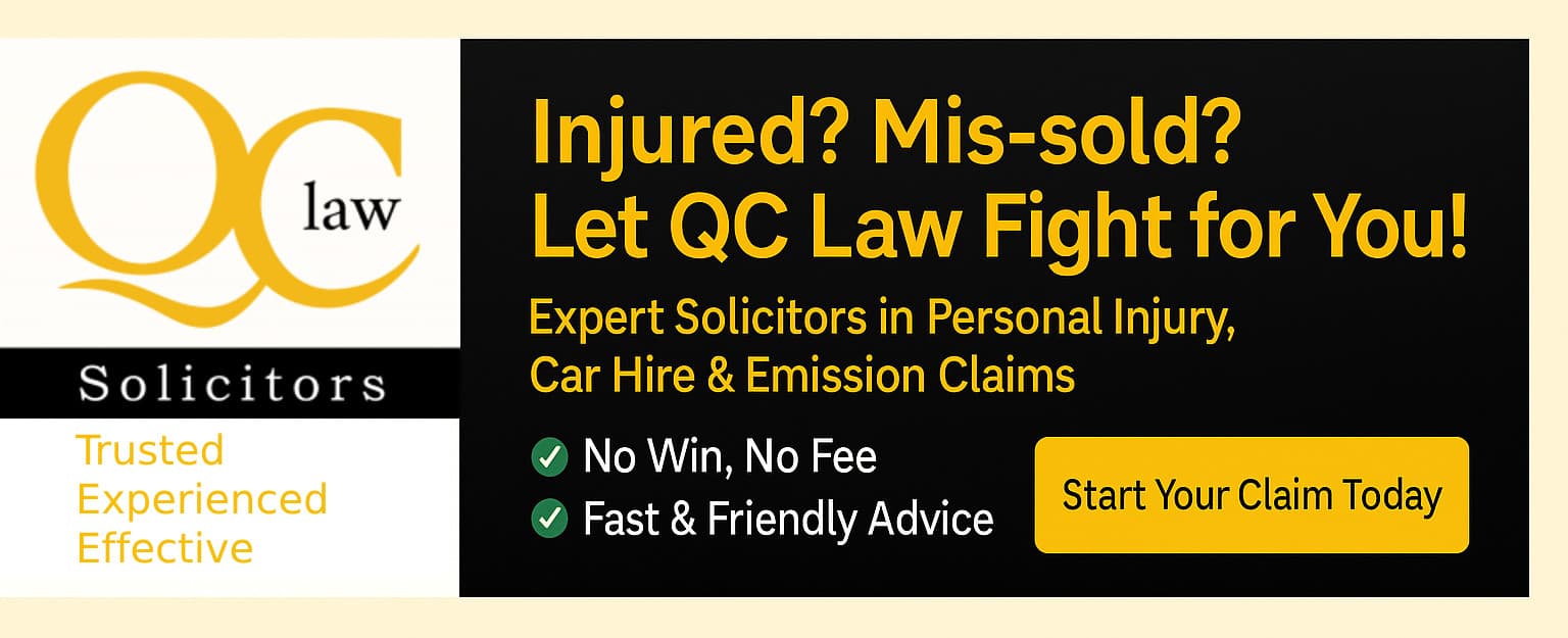 QC Law Solicitors — personal injury, car hire and emission claims. No win, no fee.